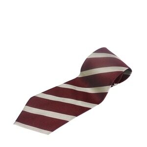 Vintage Giorgio Armani Cravatte Mens Silk Tie Burgundy Cream Striped Italy